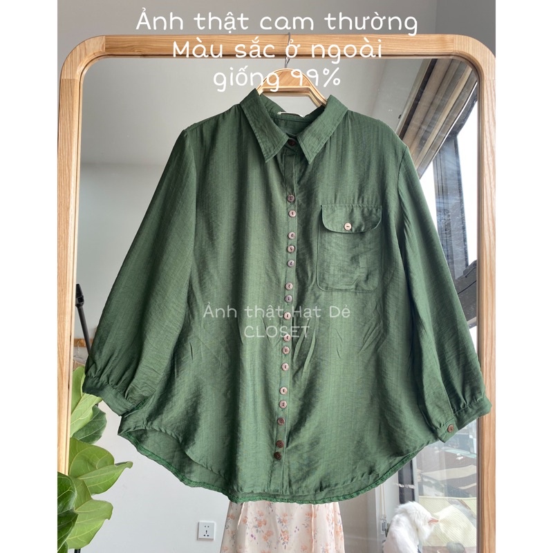 Áo sơmi CÚC chất linen đũi tay bồng phong cách Hàn Quốc