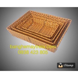 Khay chữ nhật nhựa giả mây