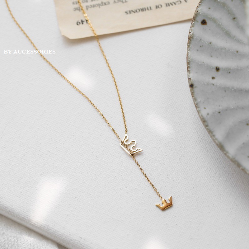 Dây chuyền titan vương miện thả dài không gỉ