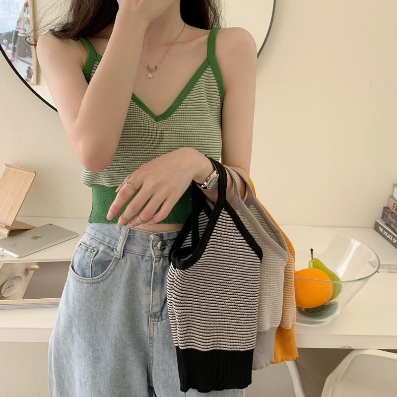 Áo Dệt Kim Không Tay Hở Lưng Thời Trang Mùa Hè Dành Cho Nữ