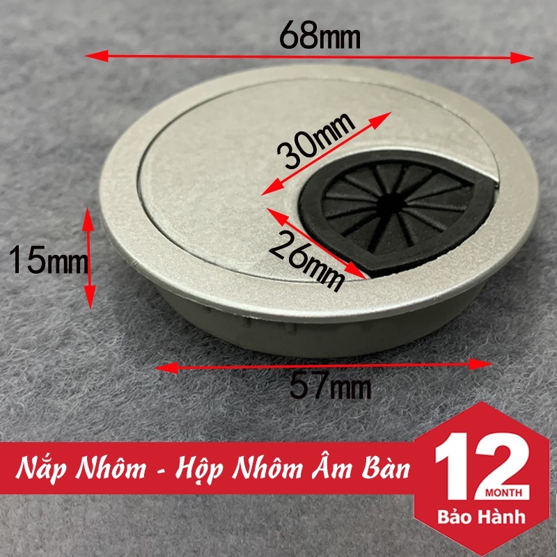 Nắp Luồn Dây Điện Tròn Màu Ghi Cho Bàn Họp - Nắp Luồn Dây Điên, Dây Máy Tính Bàn Làm Việc
