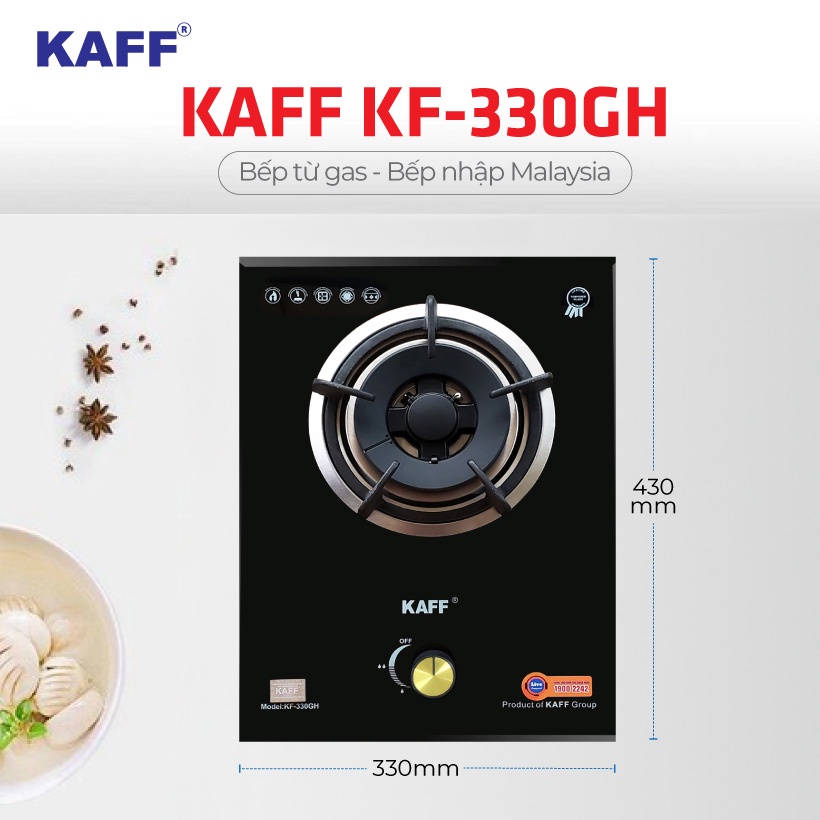  Bếp gas Domino đơn lắp âm KAFF KF-330GH - (Made in MALAYSIA) - Hàng Chính hãng BH 03 năm 