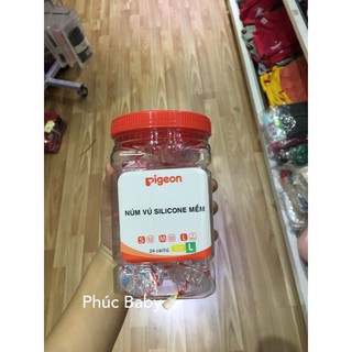 "NÚM VÚ PIGEON SIÊU MỀM  BÌNH CỔ HẸP ĐỦ SIZE S/M/L HỘP 24 CÁI"