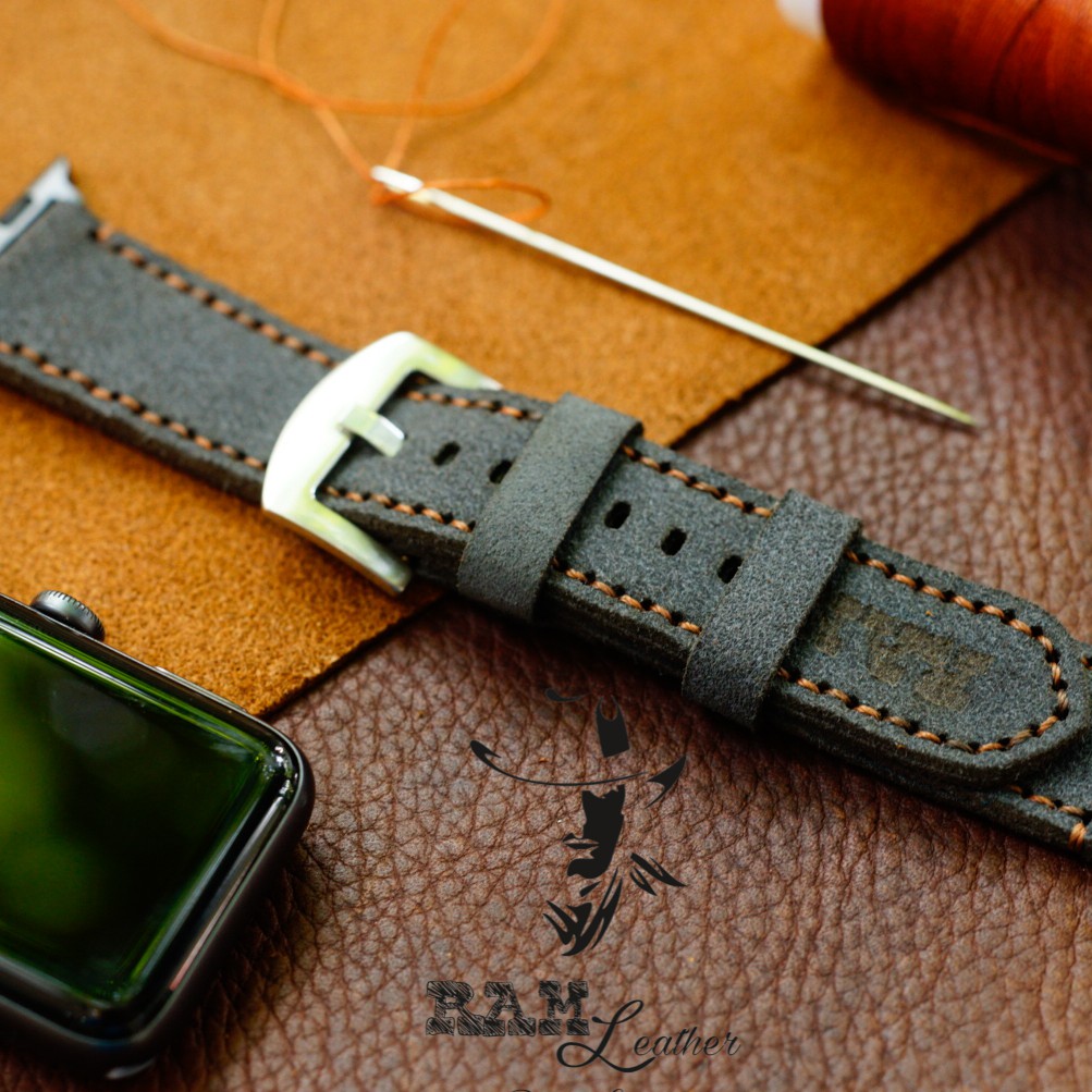 Dây Apple Watch , iWatch , iphone Watch da bò lộn xám đá RAM Leather 1965