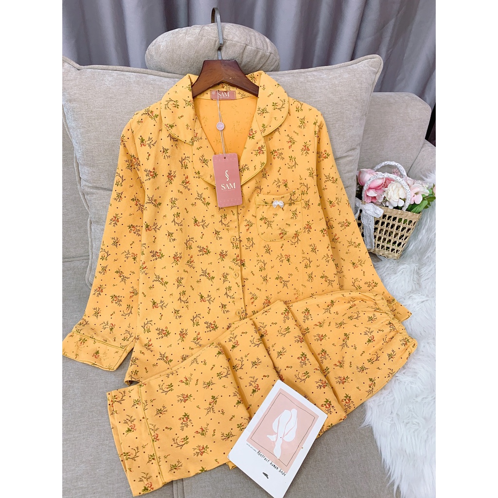 Bộ đồ Pijama mặc nhà cao cấp hãng Sam. SET đồ ngủ chất nhung tăm mềm mịn, họa tiết hoa nhí nhẹ nhàng nữ tính | BigBuy360 - bigbuy360.vn