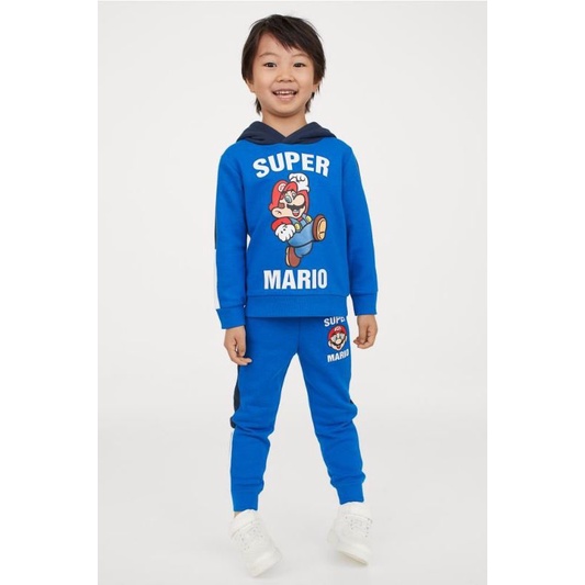 Bộ nỉ áo hoodie kết hợp quần jogger Mario HM Cambodia dư xịn (1-10Y)