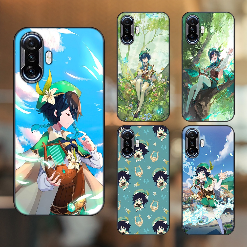 Ốp lưng Xiaomi K40 Gaming viền đen in hình Venti Genshin Impact