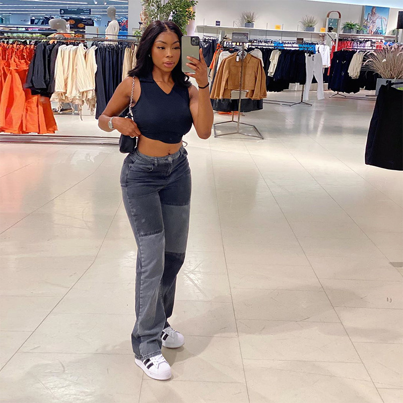 quần thể thao Jeans Dài Lưng Cao Phối Màu Thời Trang Cho Nữ | BigBuy360 - bigbuy360.vn