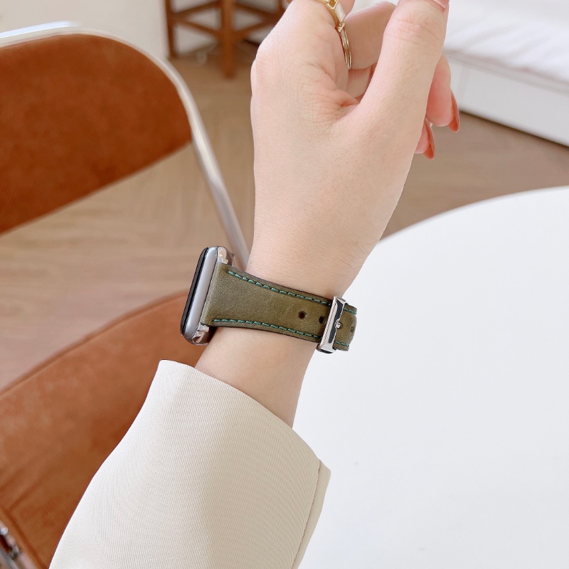 Dây Đeo Bằng Da 42mm 38mm 40mm 44mm Cho iWatch SE 1 2 3 4 5 6 7 41mm 45mm
