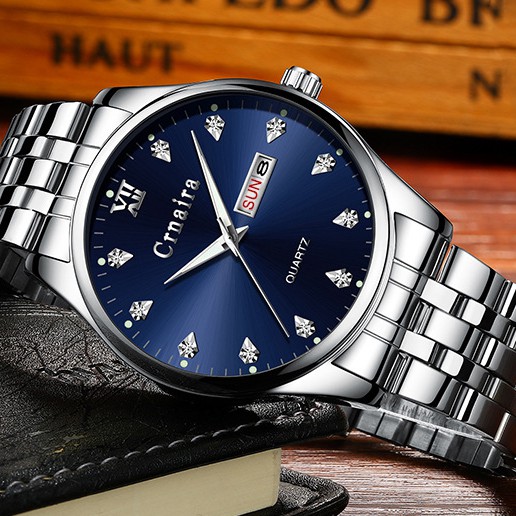 Đồng hồ nam Crnaira chính hãng, dây thép bền màu, xem được lịch, thứ, tuần tiện lợi, lên tay cực đẹp ( Mã: ACR01 ) | BigBuy360 - bigbuy360.vn