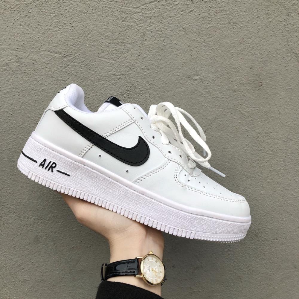 Giày AF1 trắng vệt đen, giày AIR trắng tích đen thấp mới full phụ kiện hàng cao cấp, full size 36-43