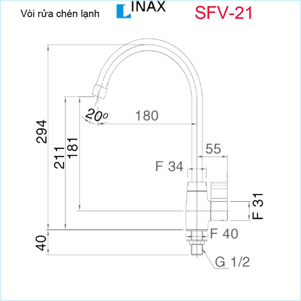 Vòi bếp lạnh , vòi rửa chén lạnh, vòi chậu chén bát Inax chính hãng Inax Nhật Bản SFV-21