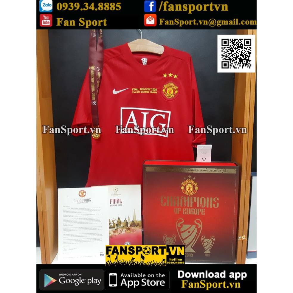 Hộp áo đấu kỉ niệm vô địch C1 2008 Manchester United Winner Champion League home shirt limited box bóng đá MU size L !