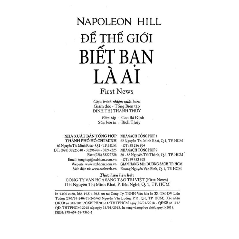 Sách - Để Thế Giới Biết Bạn Là Ai - How To Sell Your Way Through Life - Napoleon Hill - First News