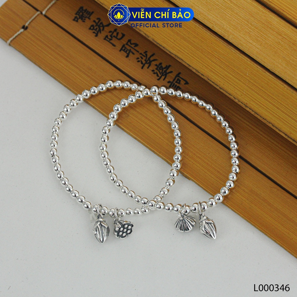 Lắc tay bạc nữ bi charm sen chất liệu bạc Thái 925 thời trang phụ kiện trang sức Viễn Chí Bảo L000346