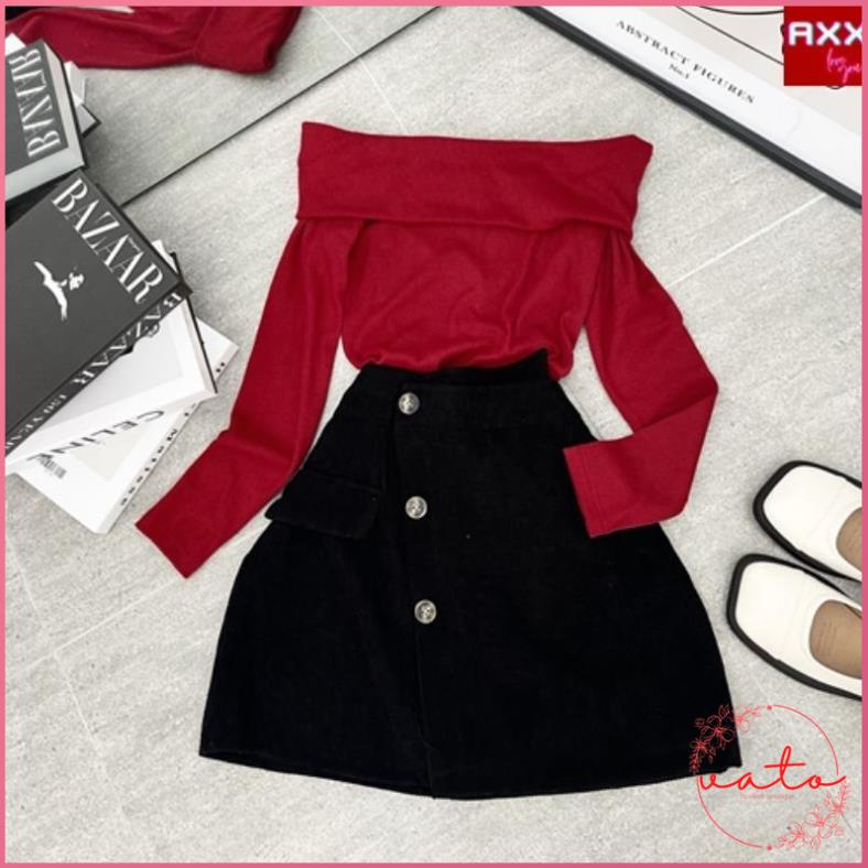 Set Áo Len Đỏ Trễ Vai Tay Dài Chân Váy Lệch Vạt Ulzzang Mặc Đi Chơi Tết  Thời Trang Nữ Đẹp | BigBuy360 - bigbuy360.vn