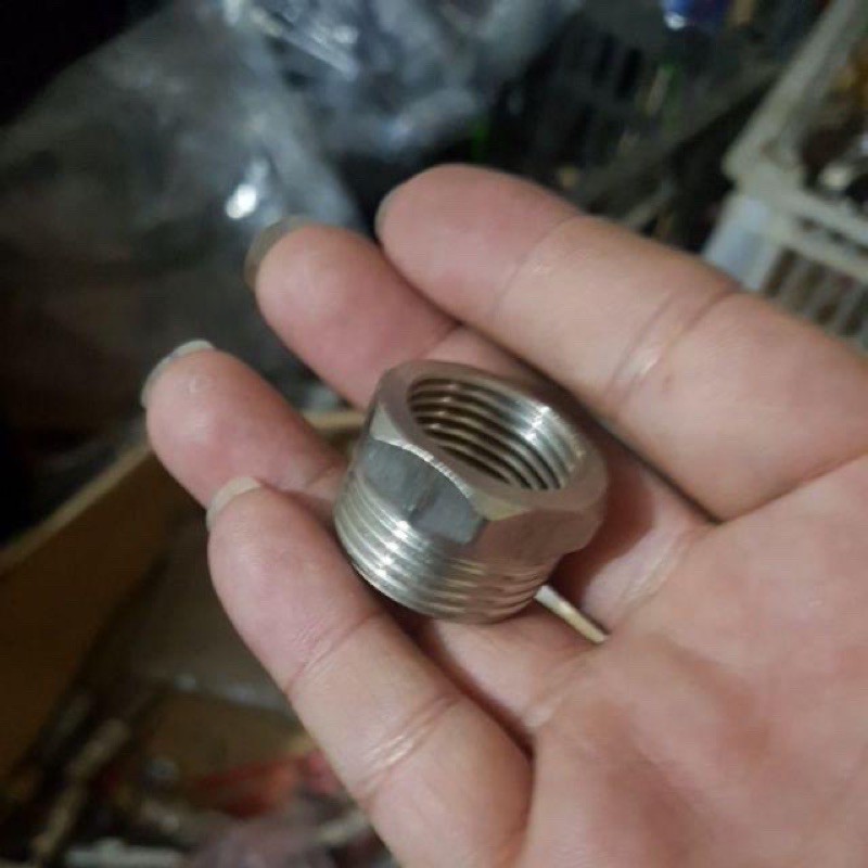Nối thẳng ren ngoài 27 ren trong 21 inox