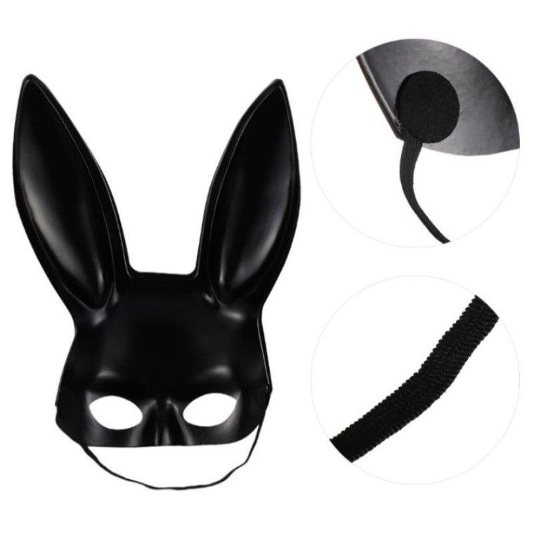 Mặt Nạ Cosplay Sexy Thỏ Tai Dài Màu Đen Halloween Hóa Trang Có Dây Đeo Quanh Đầu