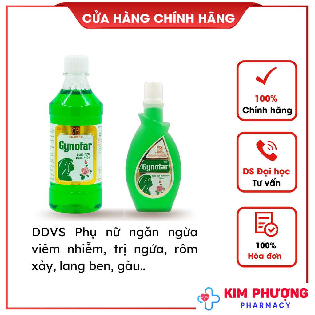 Dung dịch vệ sinh phụ nữ / Nước rửa phụ khoa Gynofar (PHARMEDIC)