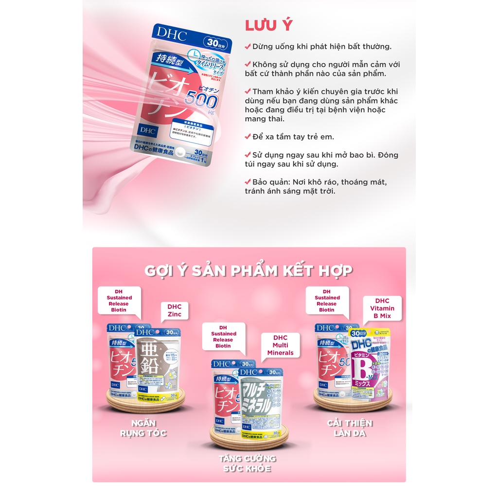 Viên Uống DHC Biotin Ngăn Rụng Tóc Sustained Release Biotin 30 Ngày (30 Viên)