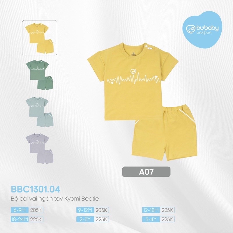 BUBABY- Bộ cộc tay cài vai nhịp tim BBC1301.04