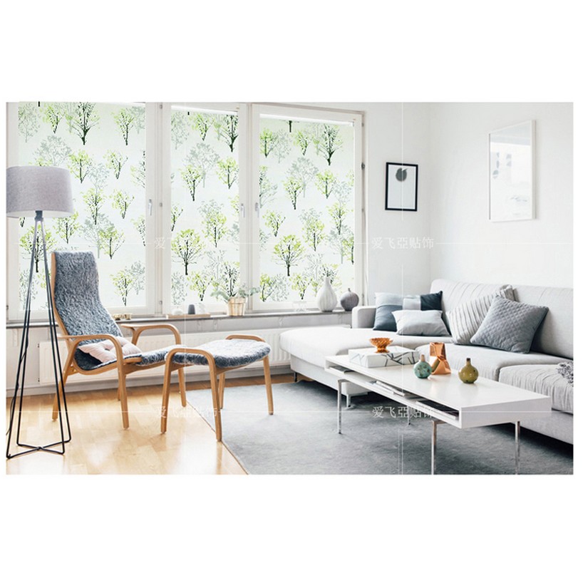 Decal giấy dán kính cây xanh khổ rộng 0.45m