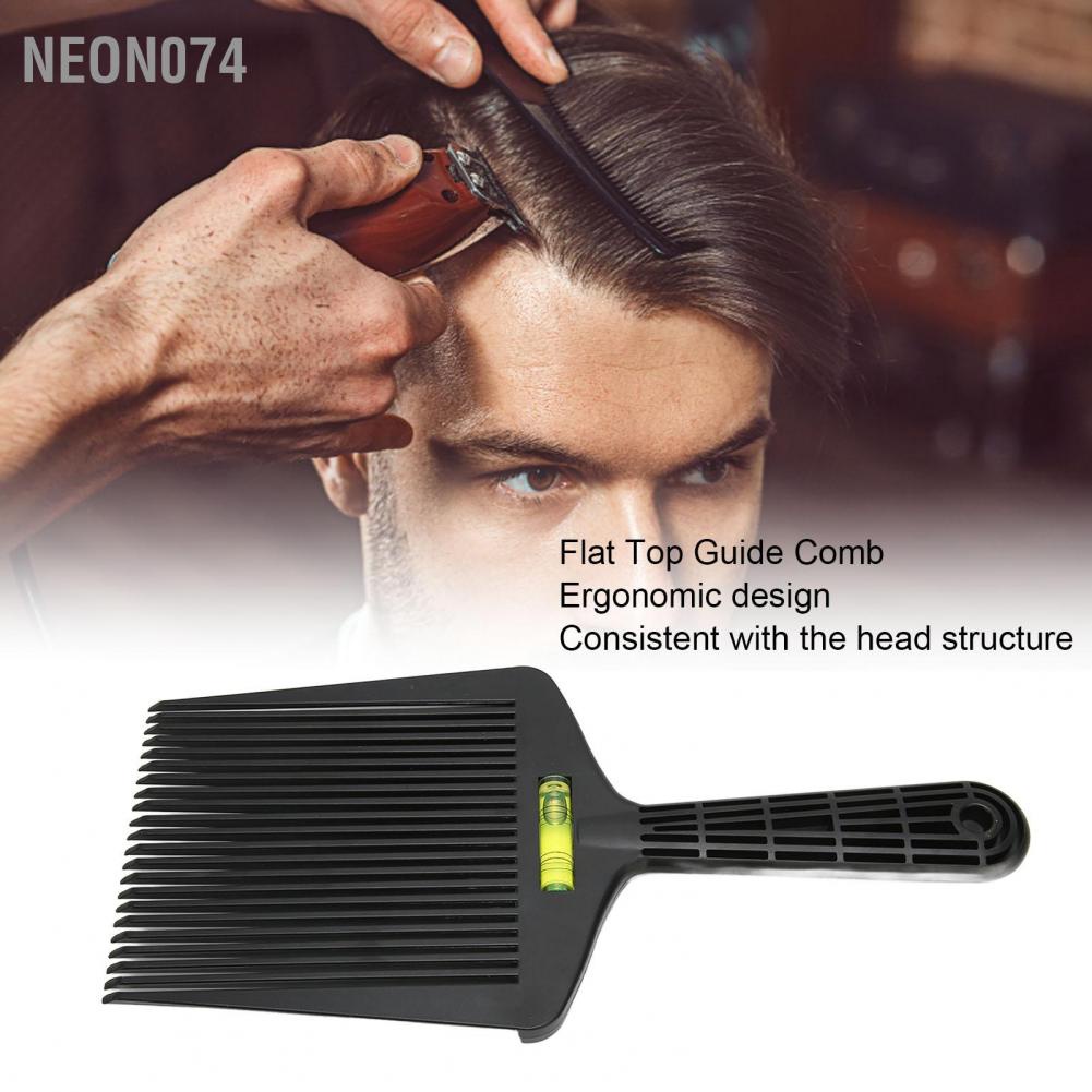Neon074 Neon074 Nam Flat Top Hướng dẫn Lược Làm mịn Răng Cắt tóc Dụng cụ tạo kiểu cho Hair Salon Đen