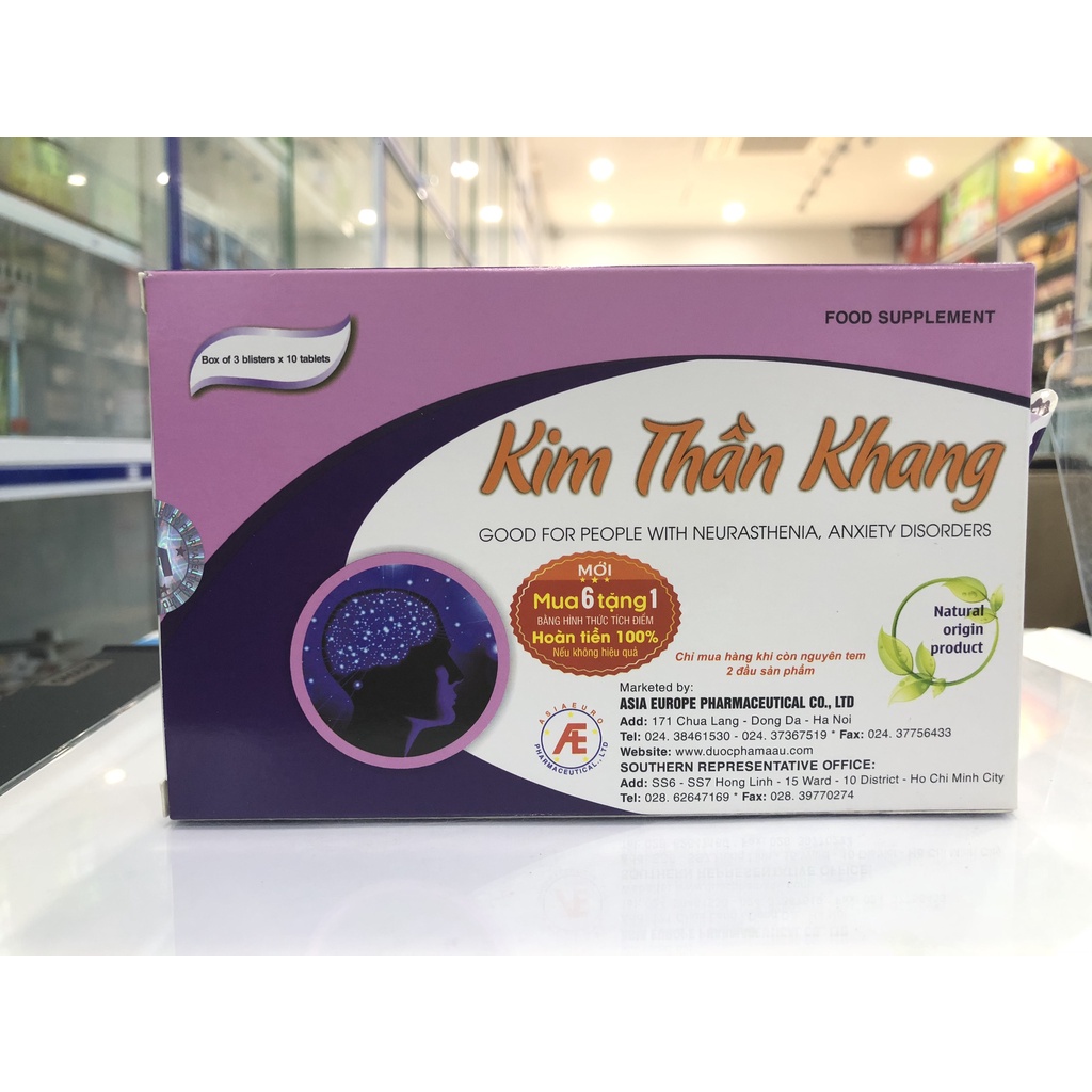 [Chính hãng ,Mua 6 Tặng 1] Kim Thần Khang hộp 30 viên , Tăng Cường Lưu Thông Máu , Giúp Dưỡng Tâm An Thần.