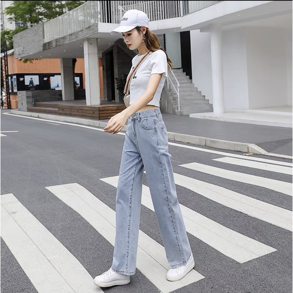 Quần ống suông nữ quần bò ống rộng nữ cạp cao  PD FASHION | BigBuy360 - bigbuy360.vn