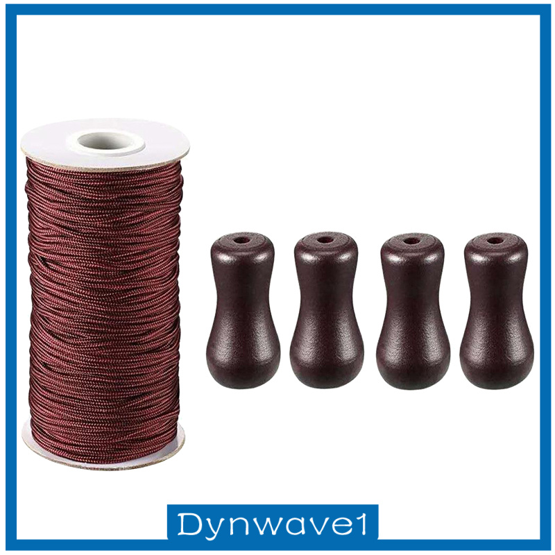 [DYNWAVE1]Brown Braided Lift Shade Cord Wood Pendant for Aluminum Blind Shade