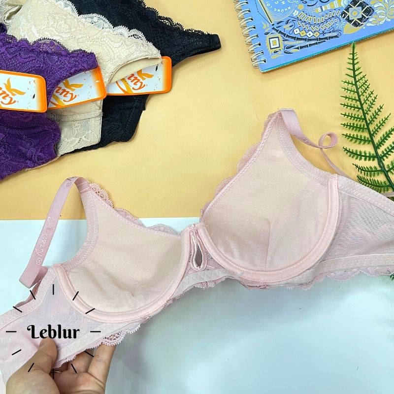 Áo ngực ren quả nhỏ cúp A, áo lót Thái Lan có gọng, nội y mút mỏng Anny 2389, Leblur