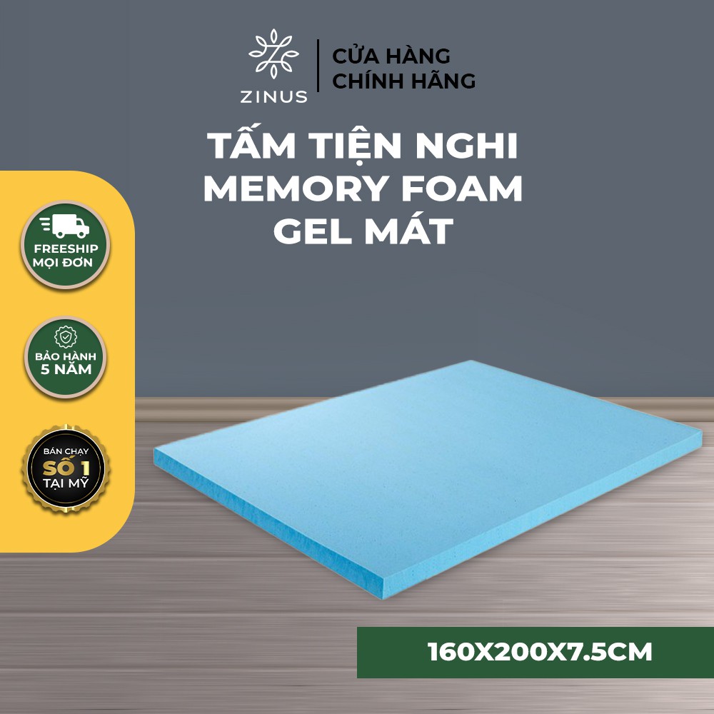 Tấm Tiện Nghi Gel Mát Zinus - Memory Foam Topper 160x200x7.5cm