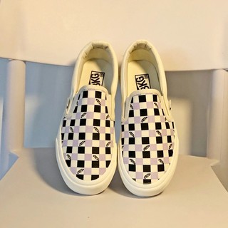 GIÀY SLIP-ON CARO TÍM ĐEN + Ảnh thật