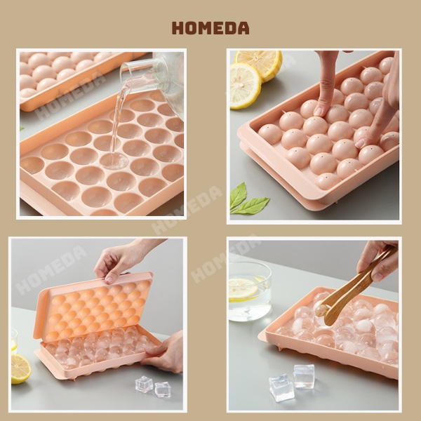 Khay làm đá 33 viên bi tròn, khay làm thạch rau câu, khuôn làm đá dễ thương tiện dụng nhà bếp HOMEDA