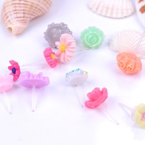 Hoa tai bông tai set 8 đôi bông hoa nhỏ nhiều màu 32523 thời trang Hàn Quốc nhiều mẫu