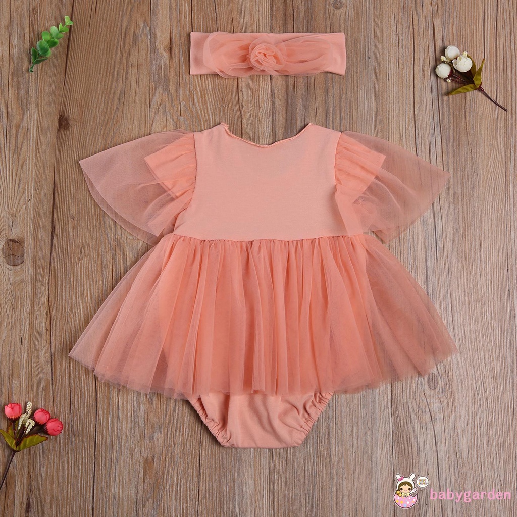 Áo Liền Quần Cổ Tròn Tay Ngắn Cho Bé Gái Thời Trang