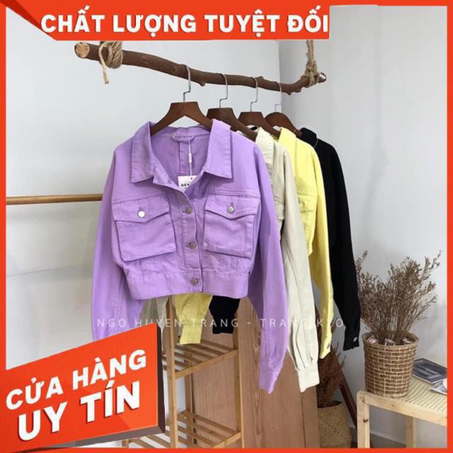 Khoác kaki jacket croptop jeans kaki dày đẹp- hình thật chính chủ