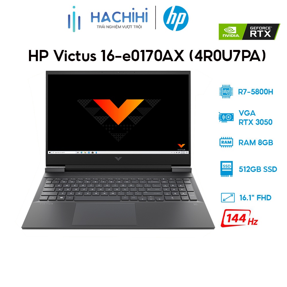 Laptop HP Victus 16-e0170AX 4R0U7PA R7-5800H | 8GB | 512GB |RTX™ 3050| 16.1' FHD| W10