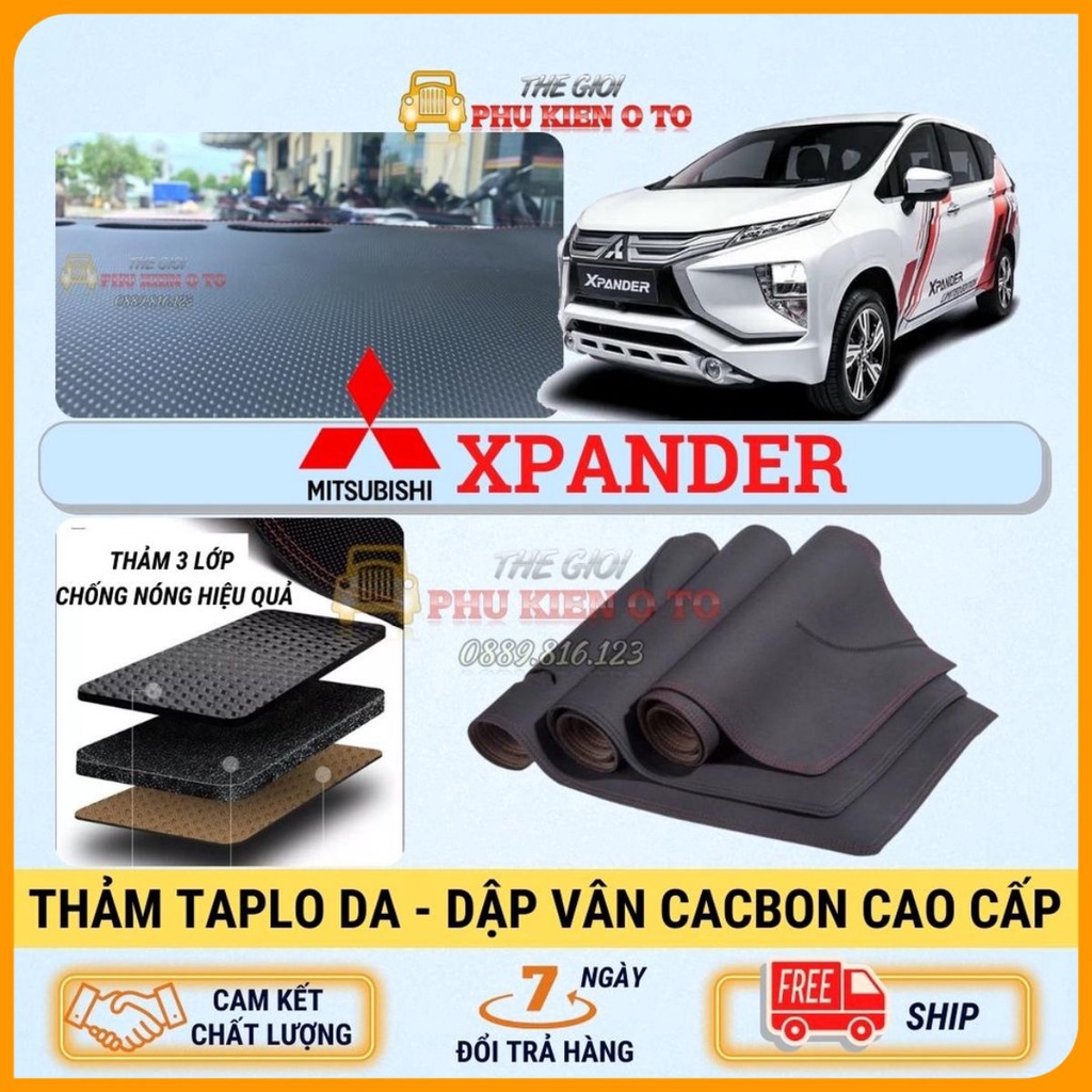 Thảm taplo Mitsubishi XPANDER 2018 - 2021 da Cacbon cao cấp, chống nóng ô tô hiệu quả