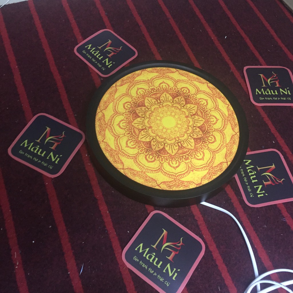 Sx - Đèn thờ Hào quang in tranh trúc chỉ - đường kính 30cm