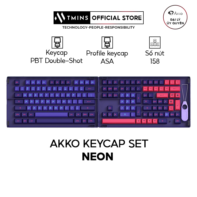 Set keycap AKKO NEON (PBT Double-Shot/ASA profile/158 nút)