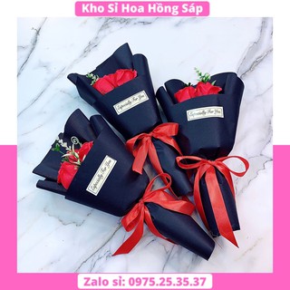 Hoa Sáp Thơm 007 Hoa Hồng Sáp Bó 3 Hoa Mẫu Mới ít Nhăn Siêu Đẹp