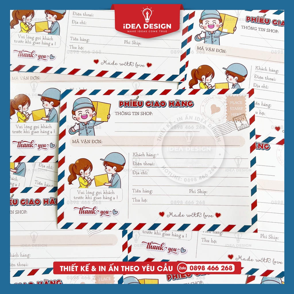 Decal giao hàng, Nhãn dán ship hàng có mã vận đơn CÓ KEO - Size 10x14cm - Mẫu VINTAGE LETTER cổ điển - Không Cán Màng