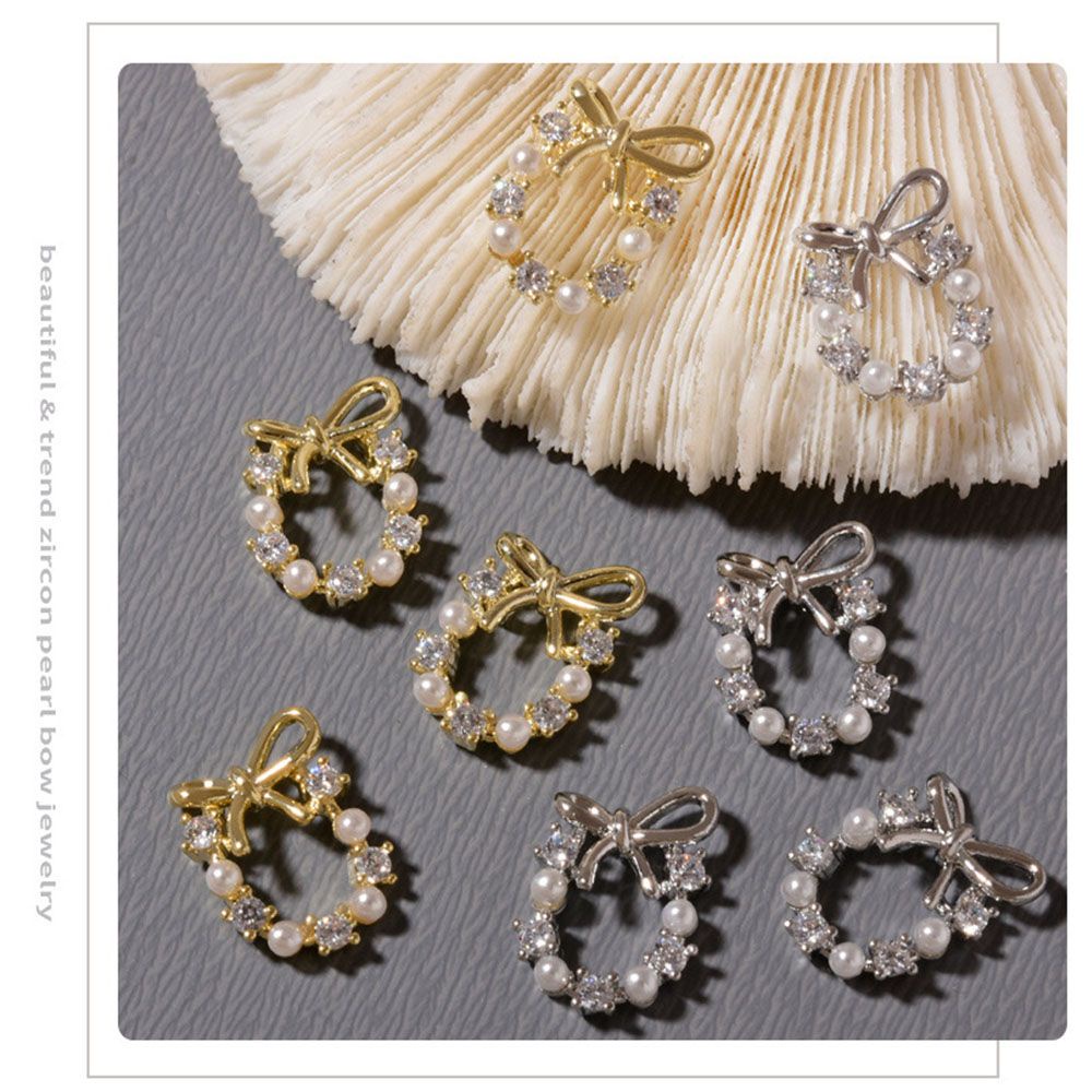 Móng Tay Vòng Hoa Mới OKDEALS|Ngọc Trai Trang Trí Móng Tay Zircon|Vòng Hoa 3D Đính Đá Trang Trí Móng Tay Nhiều Màu Sắc