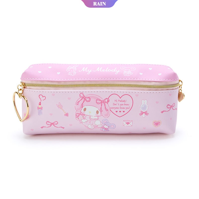 SANRIO Túi Đựng Bút Chì Kiểu Hoạt Hình Kuromi My Melody Cinnamoroll Hello Kitty Hai Lớp Phối Khóa Kéo