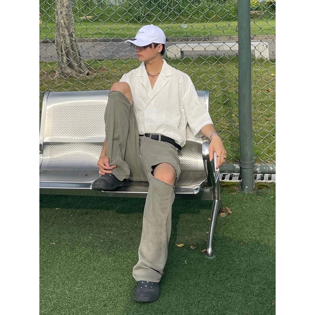 Áo Sơ Mi Tay Ngắn Dáng Rộng Phong Cách Đường Phố Nhật Hàn Thời Trang Mùa Hè Cá Tính