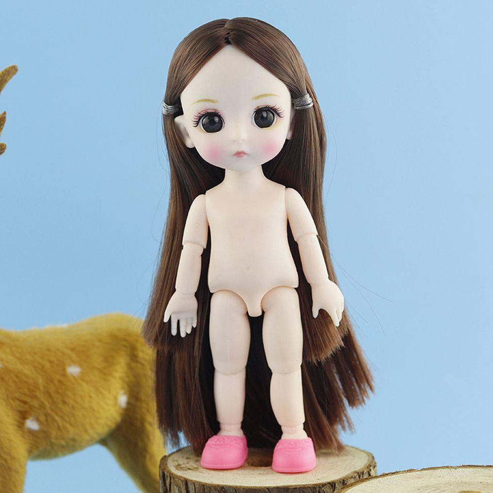 Búp Bê Mắt 3D Tóc Dài 16cm Tỉ Lệ 1 / 12