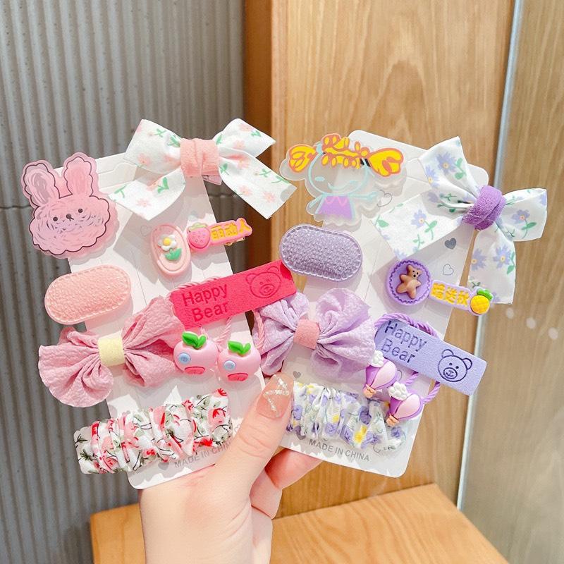 Set 8 Kẹp Tóc Cột Tóc Bé Gái