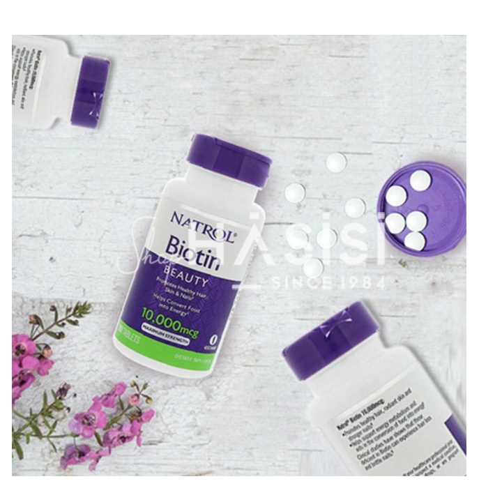 Viên Uống Hỗ Trợ Mọc Tóc, Chống Rụng Tóc NATROL  Biotin Beauty 10000mcg Maximum Strength 100 Tablets