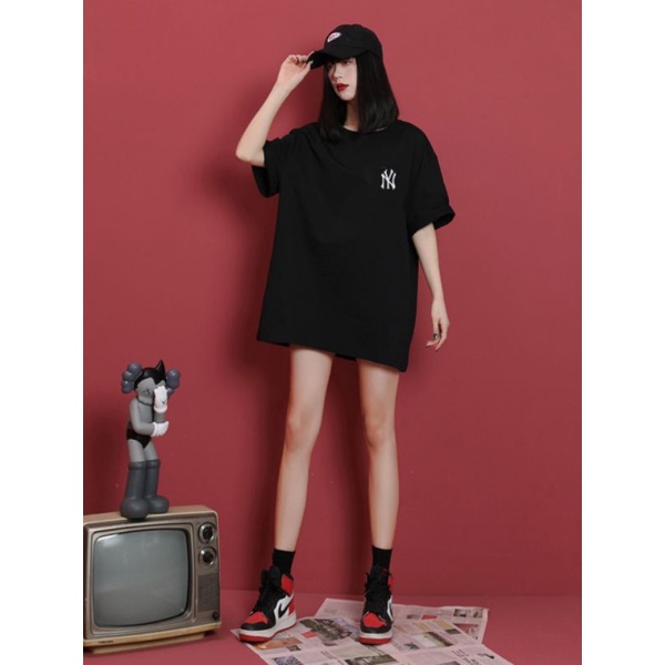 Áo thun Unisex MLB  Basic tay lỡ  phông trơn nam nữ tay lỡ oversize phom rộng áo ny